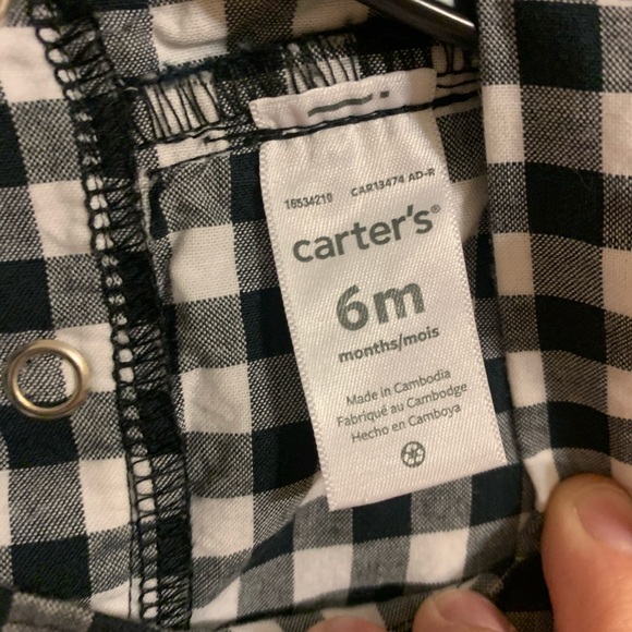 Carters Gingham Black and White Onesie size 6M - Picture 2 of 2